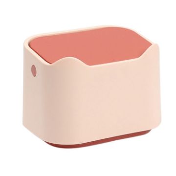 Picture of 17.8 x 13 x 13.5cm Push Type Desktop Wastebasket Small Odor-Isolating Pet Litter Pan (Pink)