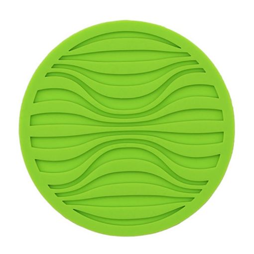 Picture of 10x0.5cm Round Silicone Coaster Non-Slip Wave Mug Heat Insulation Cushion Drainage Coffee And Tea Coaster, Color: Green