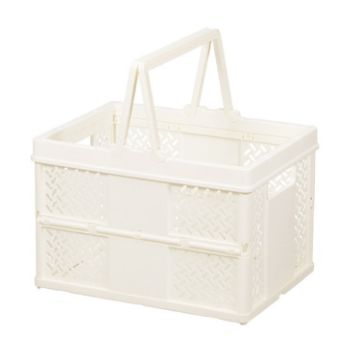 Picture of Stacking Folding Storage Baskets Home Kitchen Storage Bin Organizer With Handle 24.4 x 18 x 1.4cm (White)
