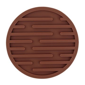 Picture of 10cm Simple Round Thickened Silicone Coaster Anti-Slip Heat Insulation Anti-Scald Tea Cup Table Mat, Color: Stripe Brown