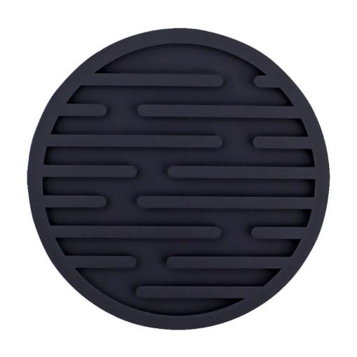 Picture of 10cm Simple Round Thickened Silicone Coaster Anti-Slip Heat Insulation Anti-Scald Tea Cup Table Mat, Color: Stripe Black