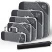 Compression Mesh Travel Cubes Packing Bags - 6 in 1 (Black) - 1