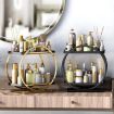 2 Tier Cosmetic Display Tray Makeup Organizer - Black/Gold - 2