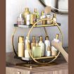 2 Tier Cosmetic Display Tray Makeup Organizer - Black/Gold - 6