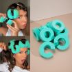 Picture of 12pcs/Pack Large C-Shape Portable Hair Curler Beauty Fluffy No Heat No Harm Hair Sleeping Hair Roller (Cyan)