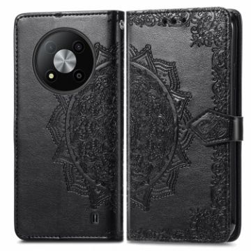 ZTE Blade A73 5G Mandala Flower Embossed Leather Phone Case - Black - 1