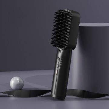 Picture of Negative Ion Hair Straightening Comb Cordless Mini 3-Speed Adjustment Hair Brush Black 3200mA