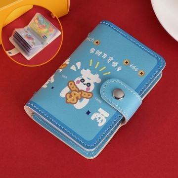 Picture of Festive Cartoon Snap-Type Anti-Degaussing Card Holder Lucky Change ID Storage Bag, Color: Blue