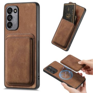 Samsung Galaxy A41 Retro Leather Card Bag Magnetic Phone Case - Brown - 1