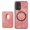 Samsung Galaxy A41 Retro Leather Card Bag Magnetic Phone Case - Pink - 3