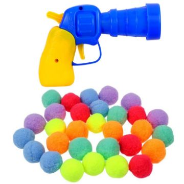 Picture of Cat Interactive Plush Toy Silent Plush Ball Launcher Pet Toy Balls, Color: Launcher + 30 Balls