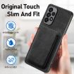Samsung Galaxy A71 Retro Leather Card Bag Magnetic Phone Case - Black - 6