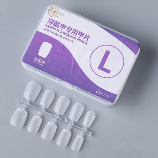 10 Pairs of Frosted False Nails - Ultra-short Ladder L - 1
