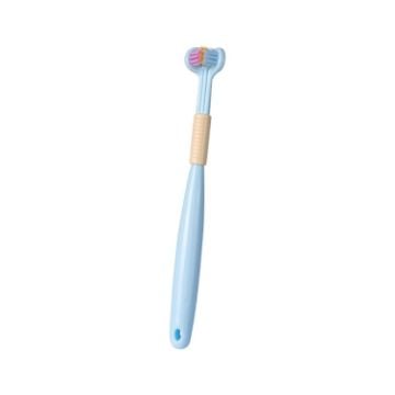 Picture of YALINA Three Sided Toothbrush Soft Hair 360 Degree V Shaped Toothbrush A22 Kids Blue