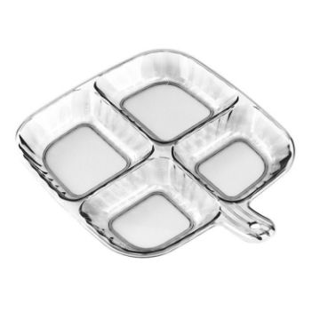 Picture of Multipurpose Quad Compartment Side Dish Kitchen Storage Spice Tray (Transparent Gray)
