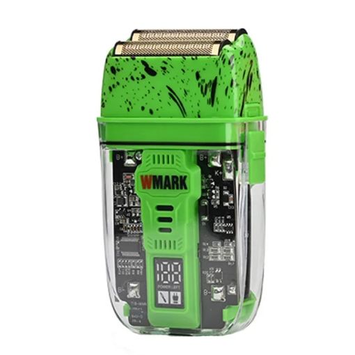 Picture of WMARK NG-995 Transparent Body Titanium Plated Blade Reciprocating USB Razor Electric Men Shaving Razor (Green)