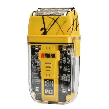 Picture of WMARK NG-995 Transparent Body Titanium Plated Blade Reciprocating USB Razor Electric Men Shaving Razor (Yellow)