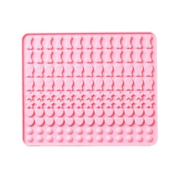 Picture of 130 Grids Silicone Mat Baking Mold Mini Pet Snacks Dog Food Baking Pan Mold Biscuit Cake Mold (Pink)