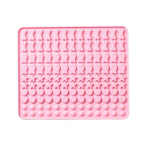 Picture of 130 Grids Silicone Mat Baking Mold Mini Pet Snacks Dog Food Baking Pan Mold Biscuit Cake Mold (Pink)