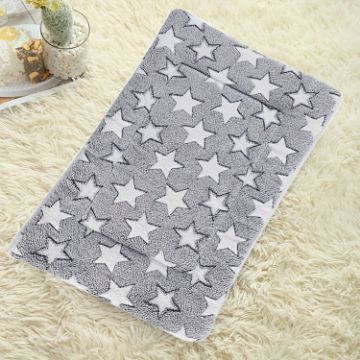 Picture of 79x60cm Thickened Pet Cushion Cat Dog Blanket Pet Bed (Gray White Stars)