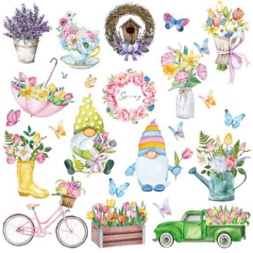 Picture of 25pcs/Set Spring Flowers Living Room Glass Window Stickers Dwarf Cartoon Wall Decals