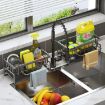 Picture of Kitchen Sink Multifunctional Drain Rack Sponge Rag Storage Shelf With Pole Gray