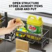 Picture of Kitchen Sink Multifunctional Drain Rack Sponge Rag Storage Shelf With Pole Gray