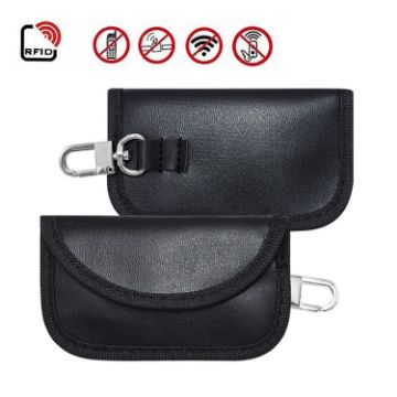 Picture of PU Leather RFID Cell Phone Car Key Signal Shielding Bag Anti Radiation Bag 11 x 6.5cm