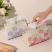 Picture of Oil Printed Leather Tissue Box Living Room Decorative Tissue Storage Bag, Color: Pink Rose