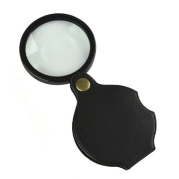 Picture of 50mm 10X Folding Leather Case Magnifier Pocket Magnifying Glass