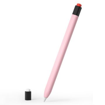 Picture of For Apple Pencil 1 Retro Pencil Style Liquid Silicone Stylus Case (Pink)