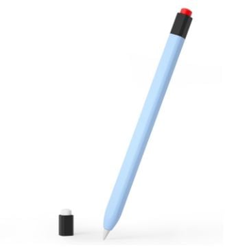 Picture of For Apple Pencil 1 Retro Pencil Style Liquid Silicone Stylus Case (Blue)