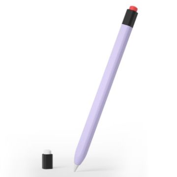 Picture of For Apple Pencil 1 Retro Pencil Style Liquid Silicone Stylus Case (Purple)