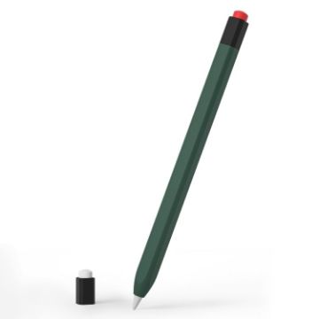 Picture of For Apple Pencil 1 Retro Pencil Style Liquid Silicone Stylus Case (Dark Green)
