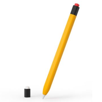 Picture of For Apple Pencil 1 Retro Pencil Style Liquid Silicone Stylus Case (Yellow)