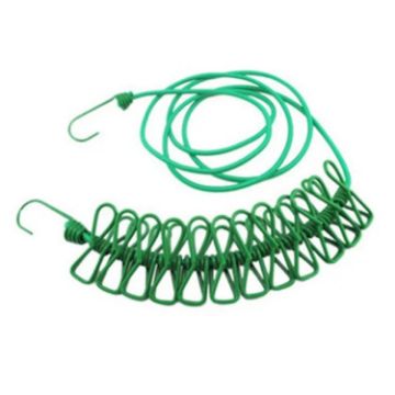 Picture of Outdoor Travel Retractable Windproof Clothesline with 12 Clips (Green)