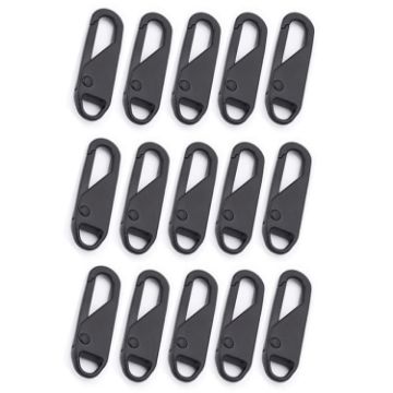 Picture of 15pcs Universal Detachable Zip Slider Replacement Head Accessory, Color: Black