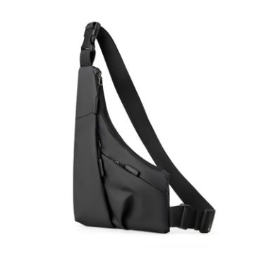 Picture of Anti-theft Fit Triangle Bag Leisure Leather Film Crossbody Chest Bag (Black)