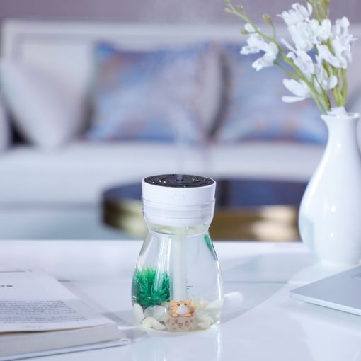 Mini USB Car Home Colorful Light Bottle Micro Landscape Humidifier White - 1