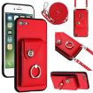 iPhone SE 2022/2020/8/7 Red Card Bag Ring Holder Case with Lanyard - 1