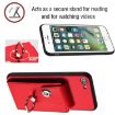 iPhone SE 2022/2020/8/7 Red Card Bag Ring Holder Case with Lanyard - 5