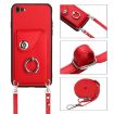 iPhone SE 2022/2020/8/7 Red Card Bag Ring Holder Case with Lanyard - 6