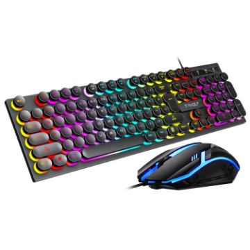 Picture of T-WOLF TF270 Colorful Light Effect Retro Gaming Wired Keyboard And Mouse Set (Set)