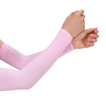 Picture of Cooling Arm Sleeve Sun UV Protection Straight Sleeve Cover Summer Outdoor Sports Cycling Travel Supplies, Size: 34g (Pink)
