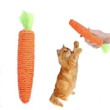 Picture of Carrot Cat Chew Rope Toy Bite Resistant Stick Built-in Bell, Size: Large 20cm