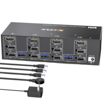 Picture of KC-KVM303DH 8K 60Hz USB3.0 DP+DP+HDMI Triple Monitors KVM Switch (US Plug)