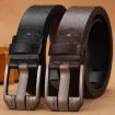 Picture of Dandali 110cm Men Rubberized Pin Buckle Belt Casual Vintage Waistband, Model: Style 2 (Coffee)