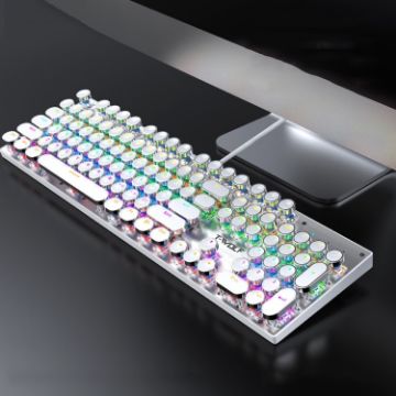 Picture of T-WOLF T75 104 Keys Adjustable RGB Light Computer Game Wired Mechanical Keyboard (White)