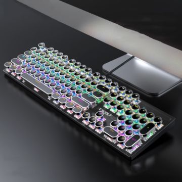 Picture of T-WOLF T75 104 Keys Adjustable RGB Light Computer Game Wired Mechanical Keyboard (Black)