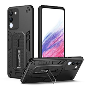 Vivo V29e 5G Black Armor Finger Loop Holder Phone Case - 1